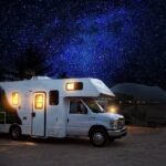 rv, camper, night, camping, adventure, outdoor, campsite, travel, caravan, vacation, trailer, motorhome, camp, evening, journey, nature, campground, summer, caravaning, holiday, traveler